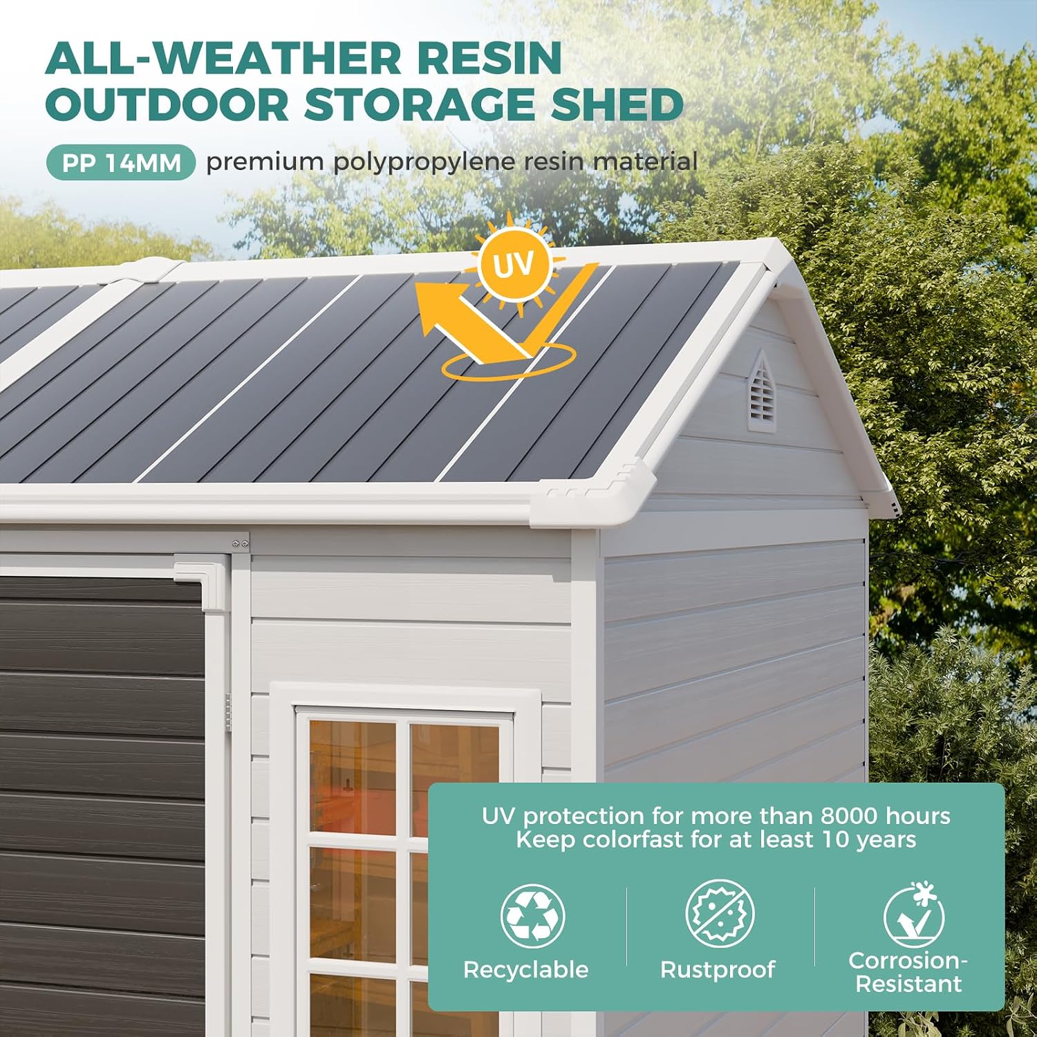 Garden Tools - 8x6 FT Resin Shed with Floor