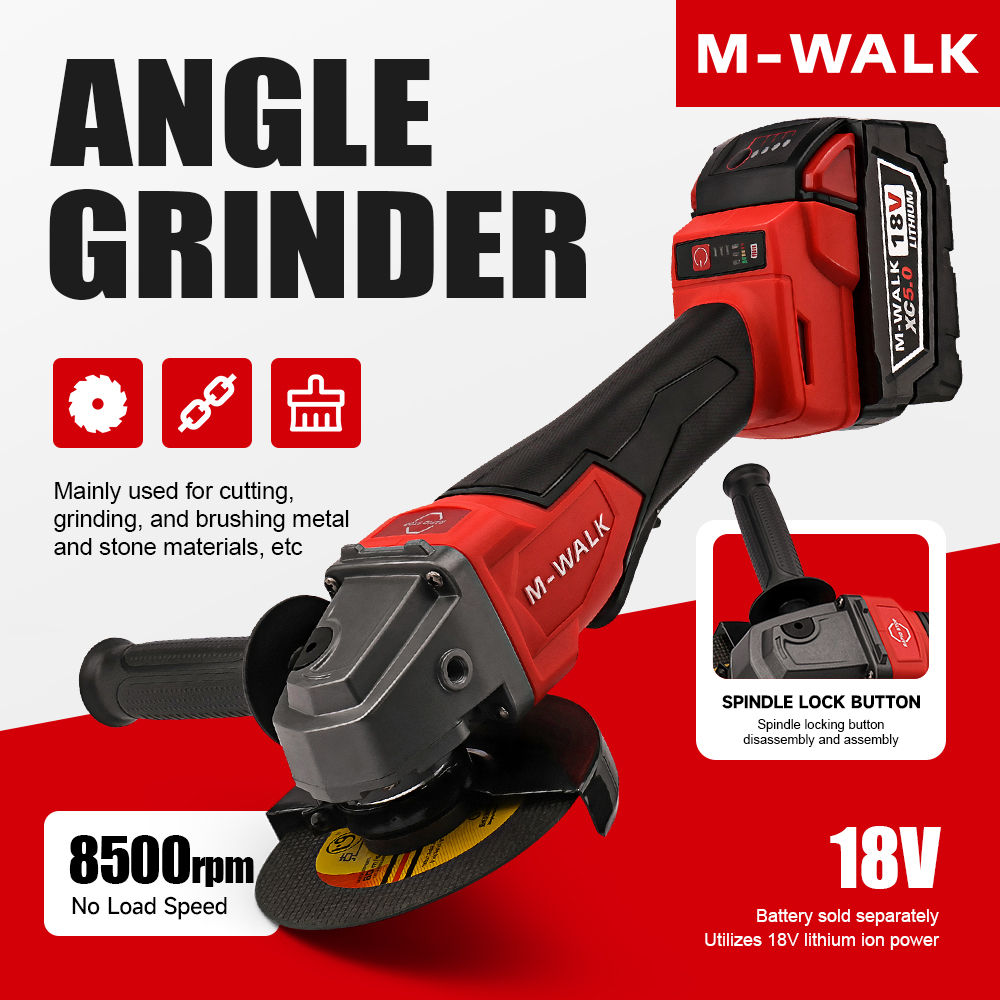 Brushless Angle Grinder Battery Powered - M-WALK 8500RPM High Speed Brushless Angle