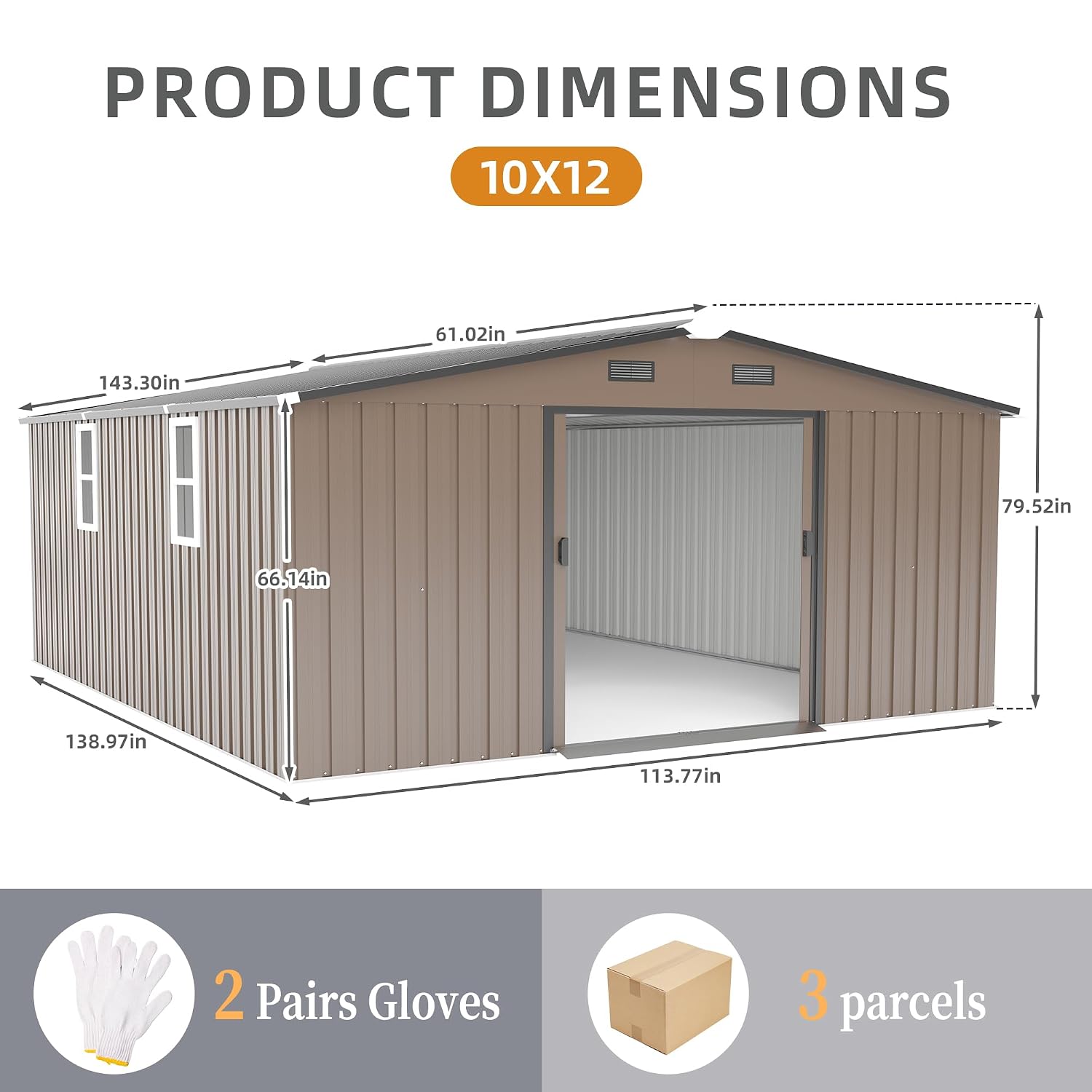 10x12 FT Outdoor Storage Shed, - Garden Tools 评论和价格