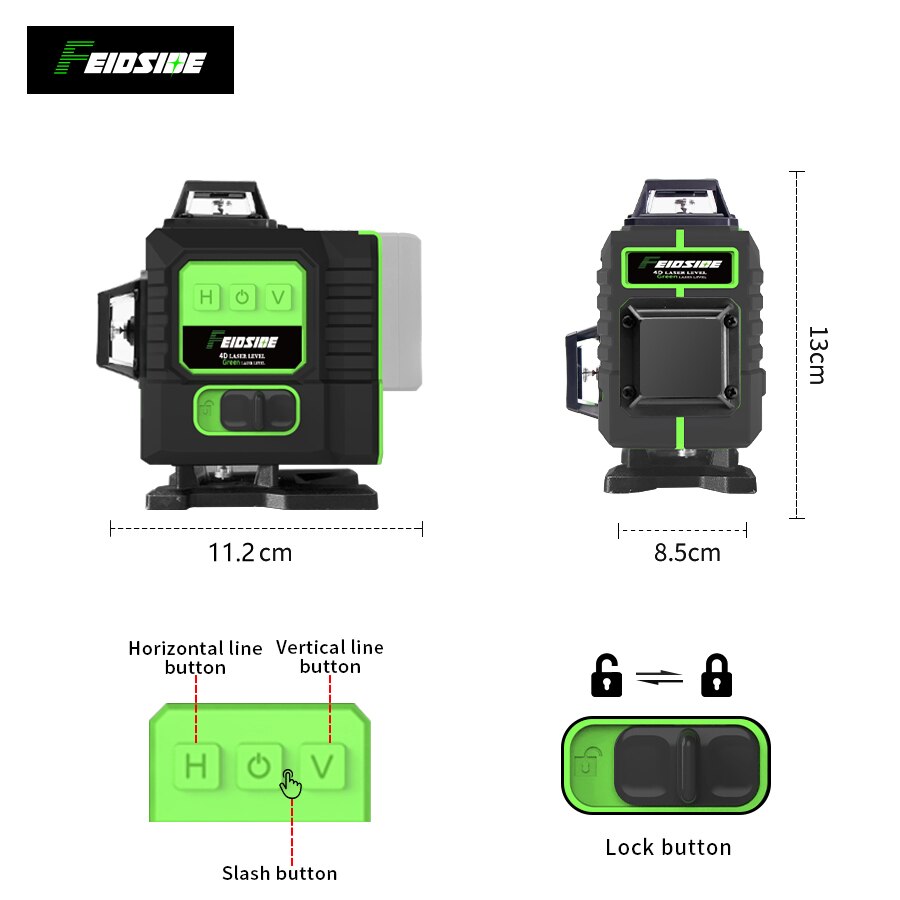 FEIDSIDE 16/12 Lines 4D/3D Las - Laser Level 16 Lines 4D Green 评论和价格