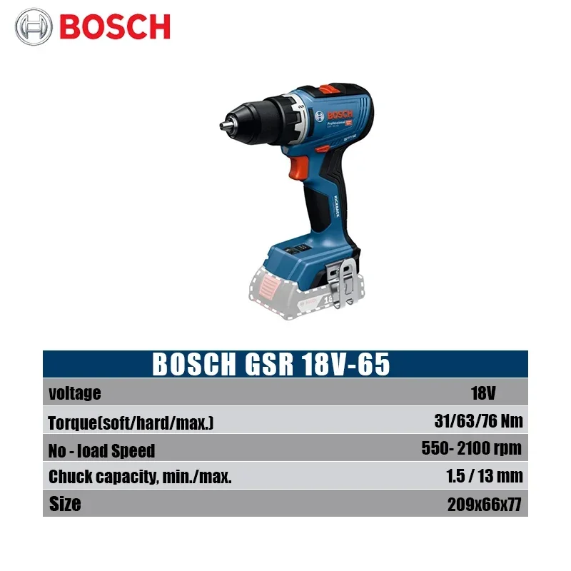 Bosch GSR 18V-65 Brushless Cor - Brushless Cordless Electric Drill 18V 评论和价格