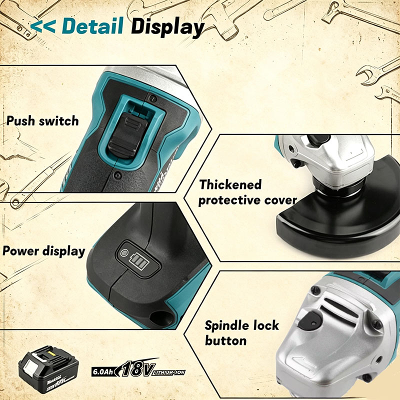 Makita DGA504 18V 6.0Ah 125mm  - Brushless Angle Grinder Battery Powered 评论和价格