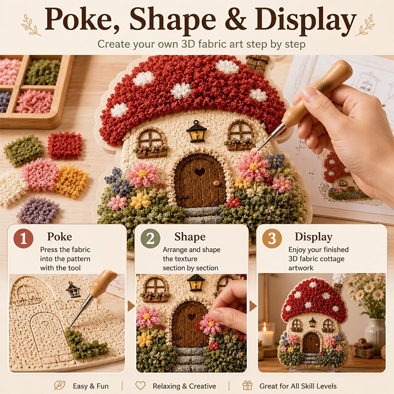 3D Mushroom House Poke Art DIY - Hand Tools 评论和价格