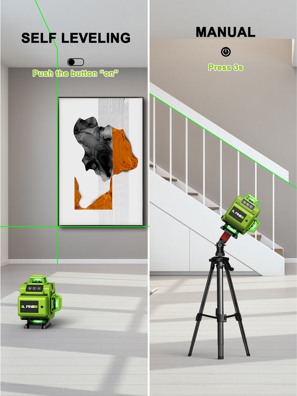 LFINE 4D  16 Lines 360 Self-le - Laser Level 16 Lines 4D Green 评论和价格