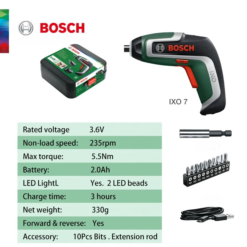 Bosch IXO7 Multi-Function Powe - Electric Screwdriver Rechargeable Usb 评论和价格